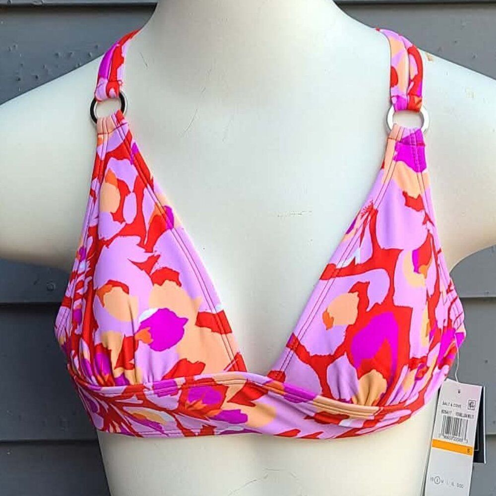 Salt & Cove Pink Floral Bikini Top size Small NWT!